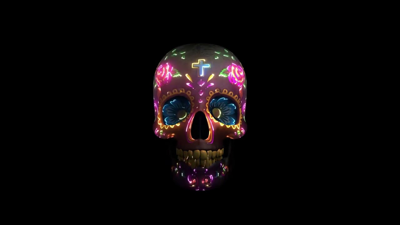 Mexican Sugar Skull v5 VJ Background 10 Minutes Loop