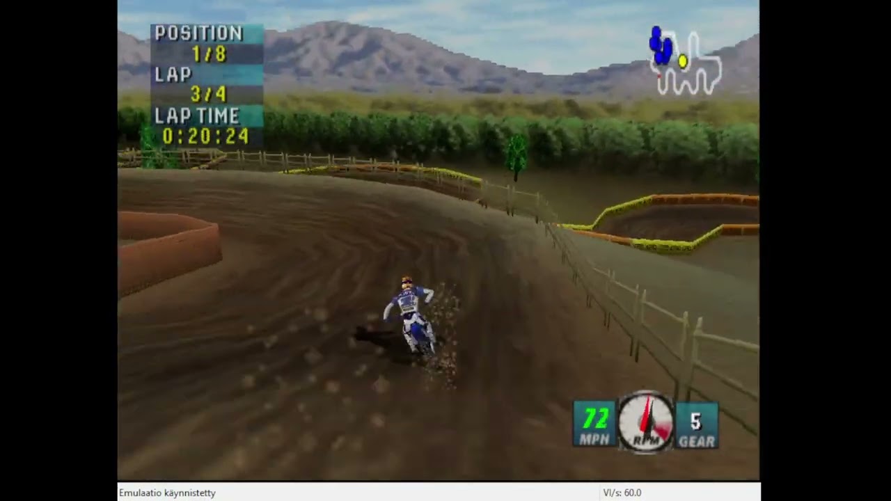 N64, NTSC, Emulated, Jeremy McGrath Supercross 2000, Glen Helen, Race, 250cc, 4:02.48
