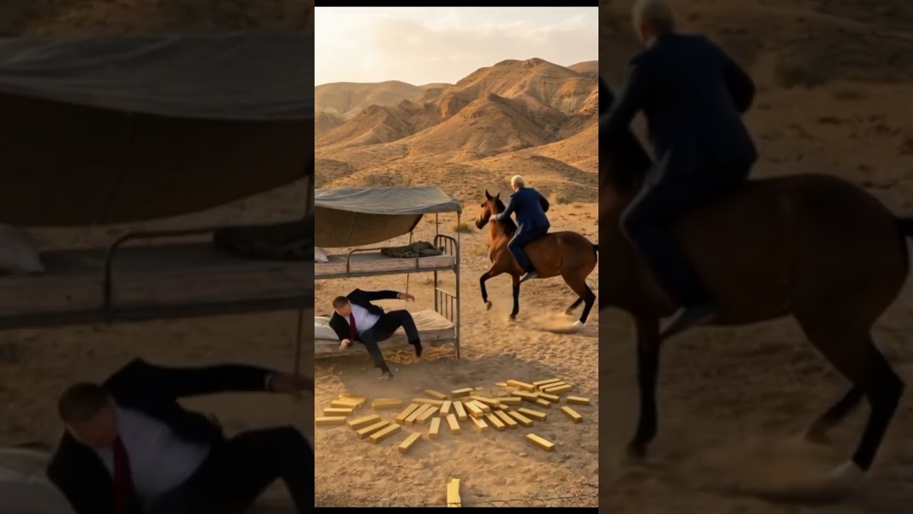 Trump vs Putin funniest part of video in desert Comedy memes 😛#shortsfeed #satire #ai #usa #gold