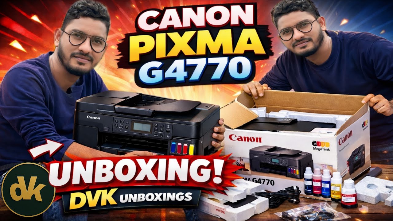 Canon Pixma G4770 Printer Unboxing | Setup, Fill ink Tank | Print and Scan Test