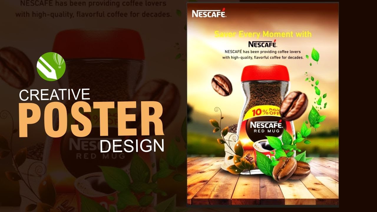 Nescafé Poster Design in CorelDRAW | Creative Product Poster Design Tutorial in Hindi