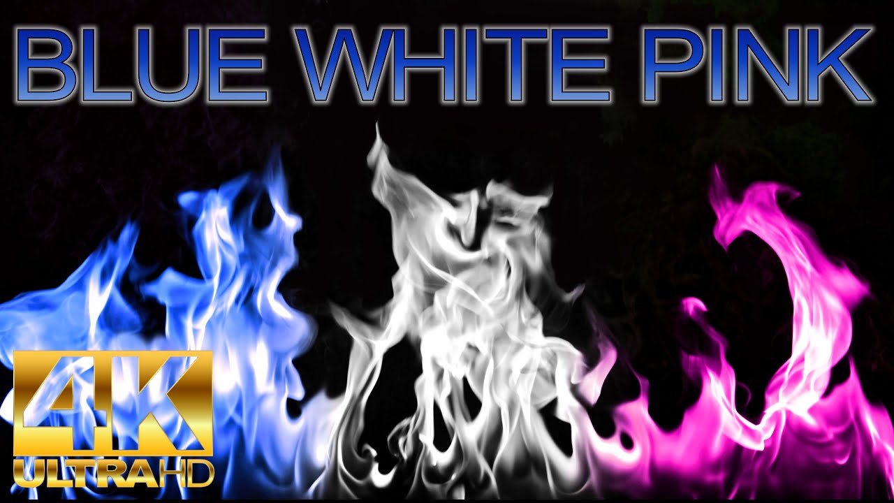 Blue White Pink Flames! (4K UHD) 12 Hours