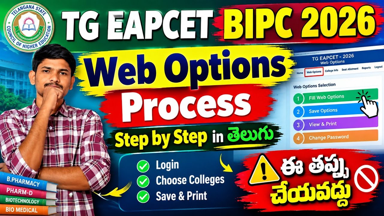 TS EAMCET Web Options Process 2026 | TG EAPCET BiPC 2026 Web Options | How to Exercise Web Options