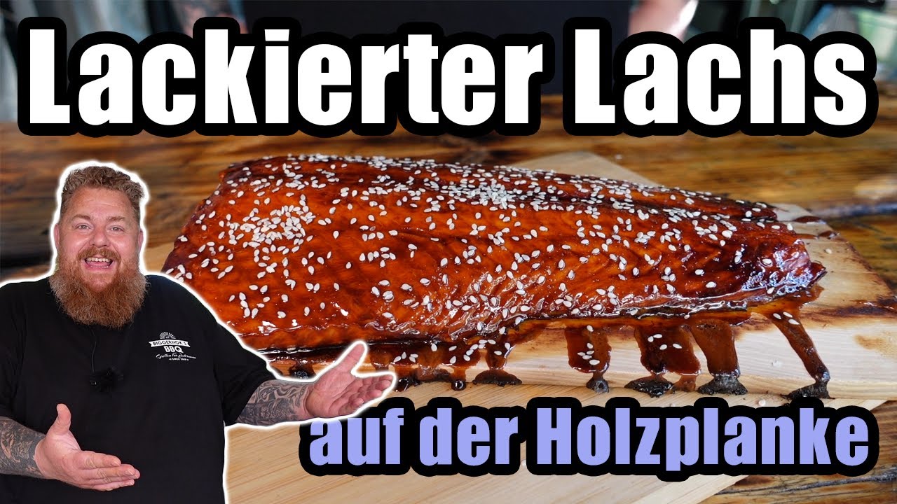 Lackierter Lachs auf der Holzplanke im Gasgrill - BBQ & Grillen für jedermann