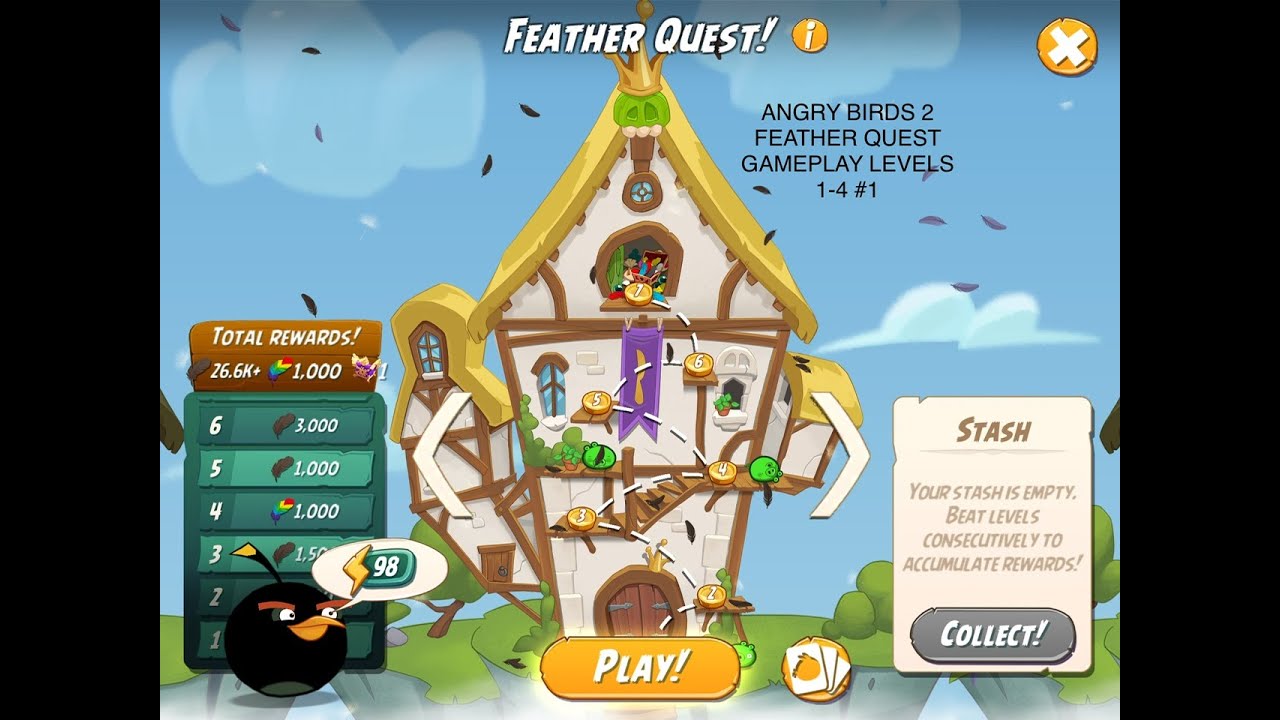 Angry Birds 2 Feather Quest bomb levels 1-4 #1