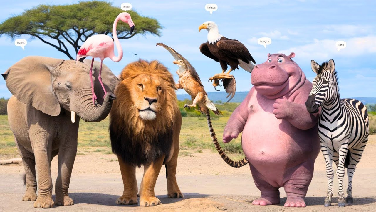🎥 LERNE AFRIKANISCHE WILDTIERE KENNEN! Tierger&auml;usche und Tierkunde f&uuml;r Kinder | 🦁🐘