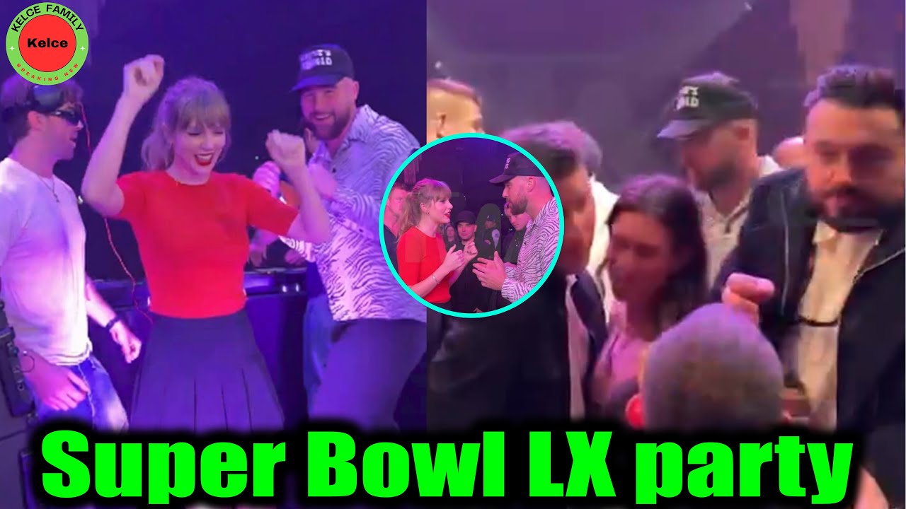 Трэвис Келси и его невеста Тейлор Свифт посетили вечеринку Super Bowl LX после победы «Сиэтл Сихо...