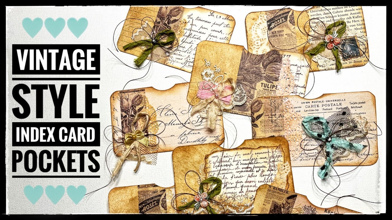 Mass Make - Vintage Style Index Card Pockets - Junk Journal