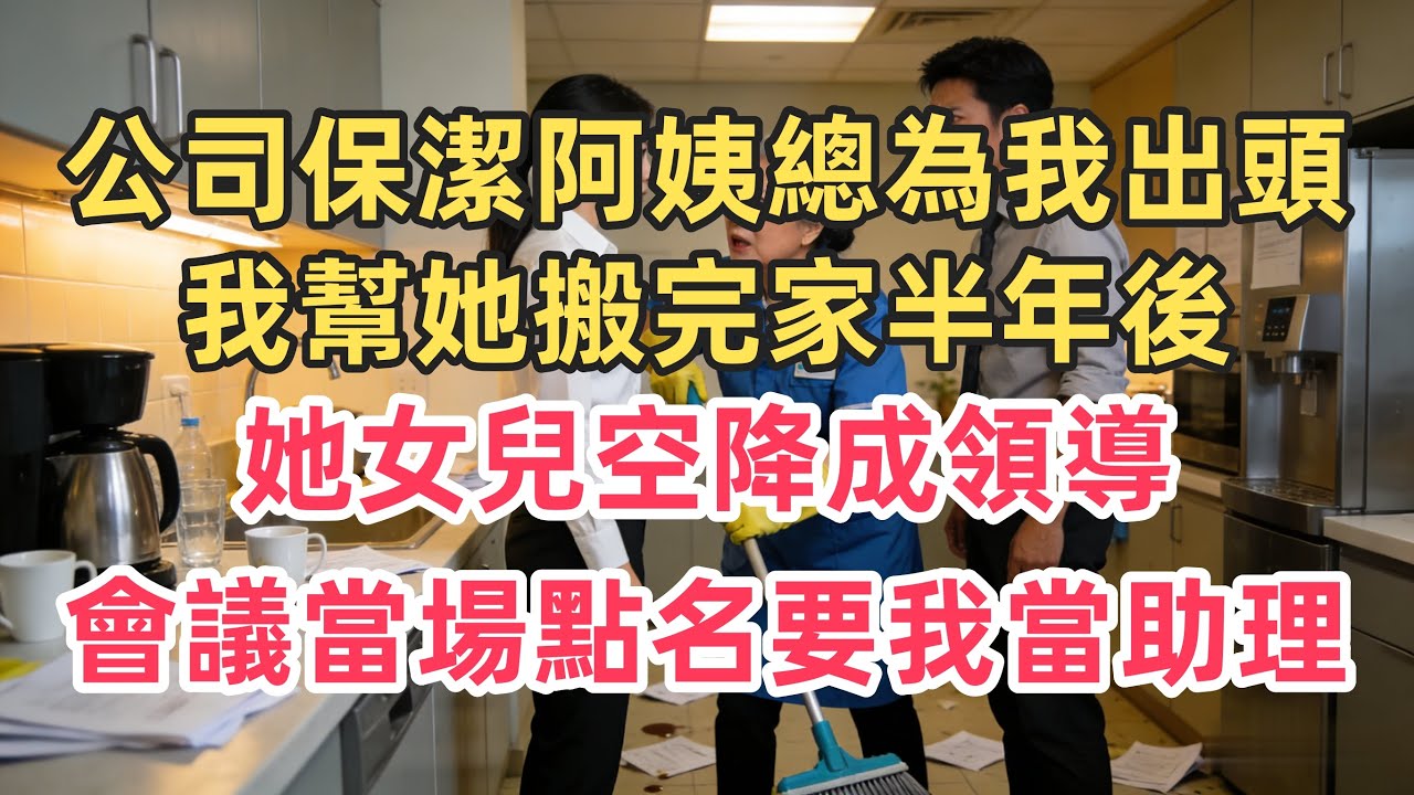 公司保潔阿姨總為我出頭！我幫她搬完家半年後，她女兒空降成領導，會議當場點名要我當助理 #職場驚喜