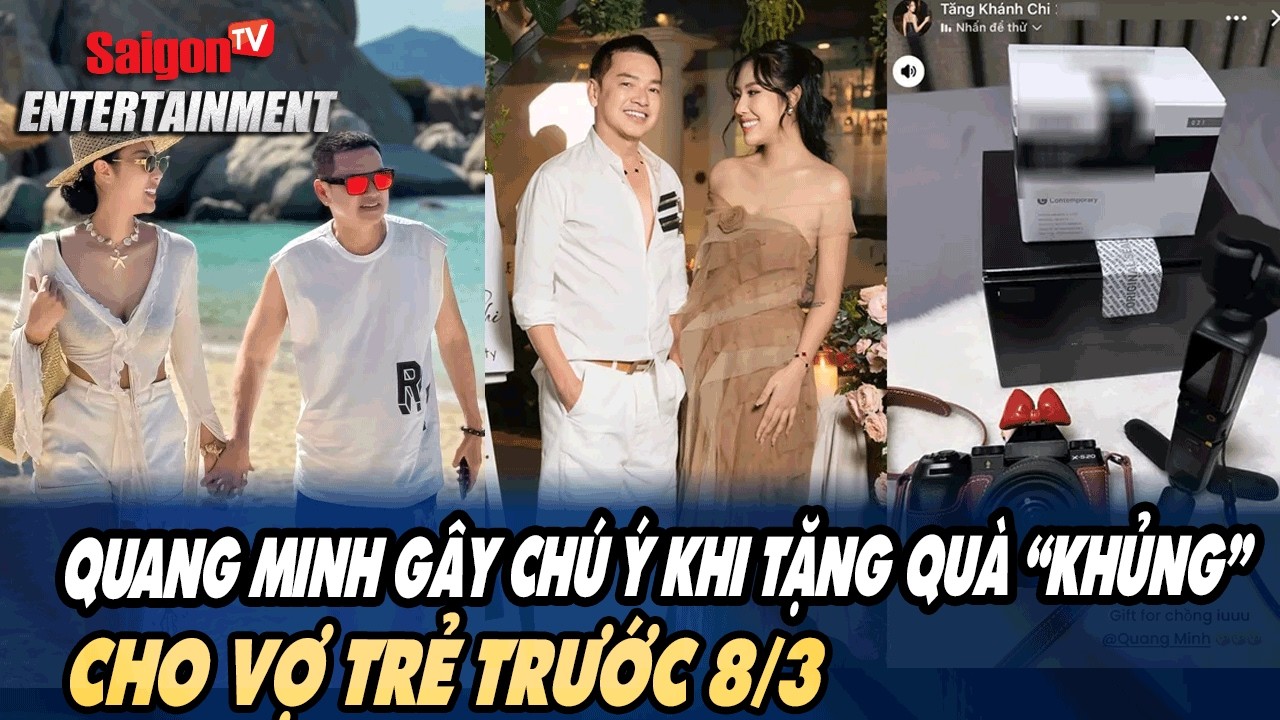 Quang Minh gây chú ý khi tặng quà “khủng” cho vợ trẻ trước 8/3