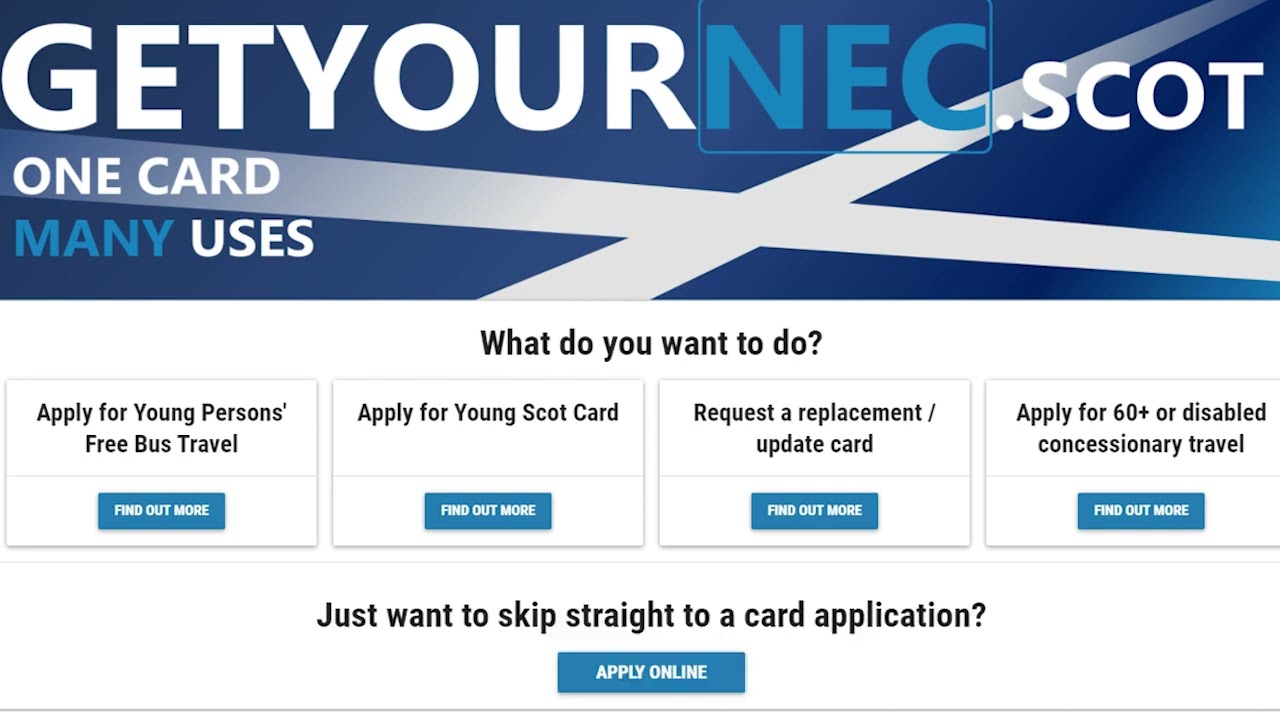 getyournec.scot - How to request a replacement card with free bus travel