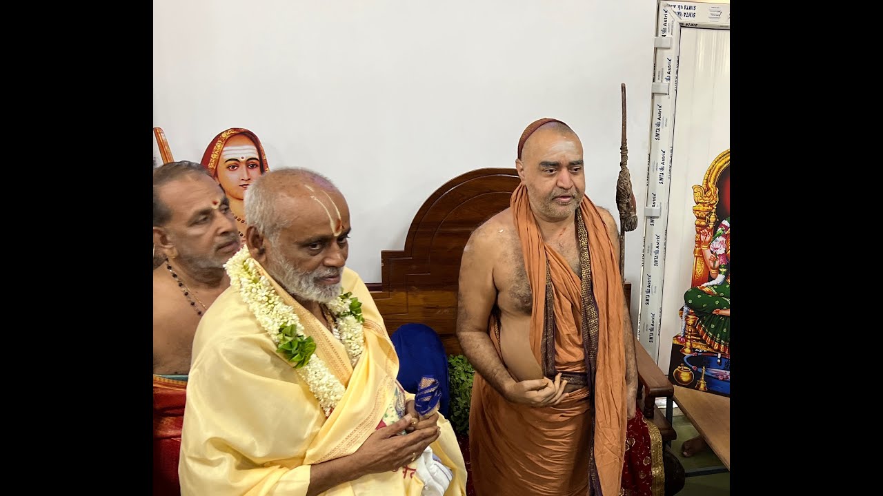 Jagadguru blesses Sri Krishna Premi upon completion of the Bhagavata Saptaham