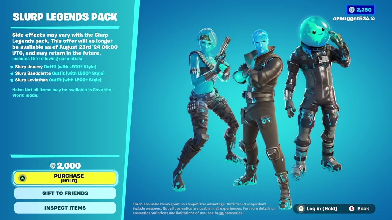 Purchasing the Fortnite Slurp Legends Pack