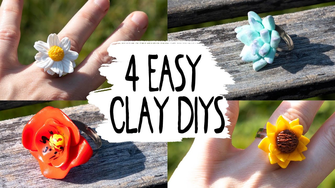 4 Quick + Easy Clay DIYs Flower Jewelry | 4 TUTO FIMO Bague fleur