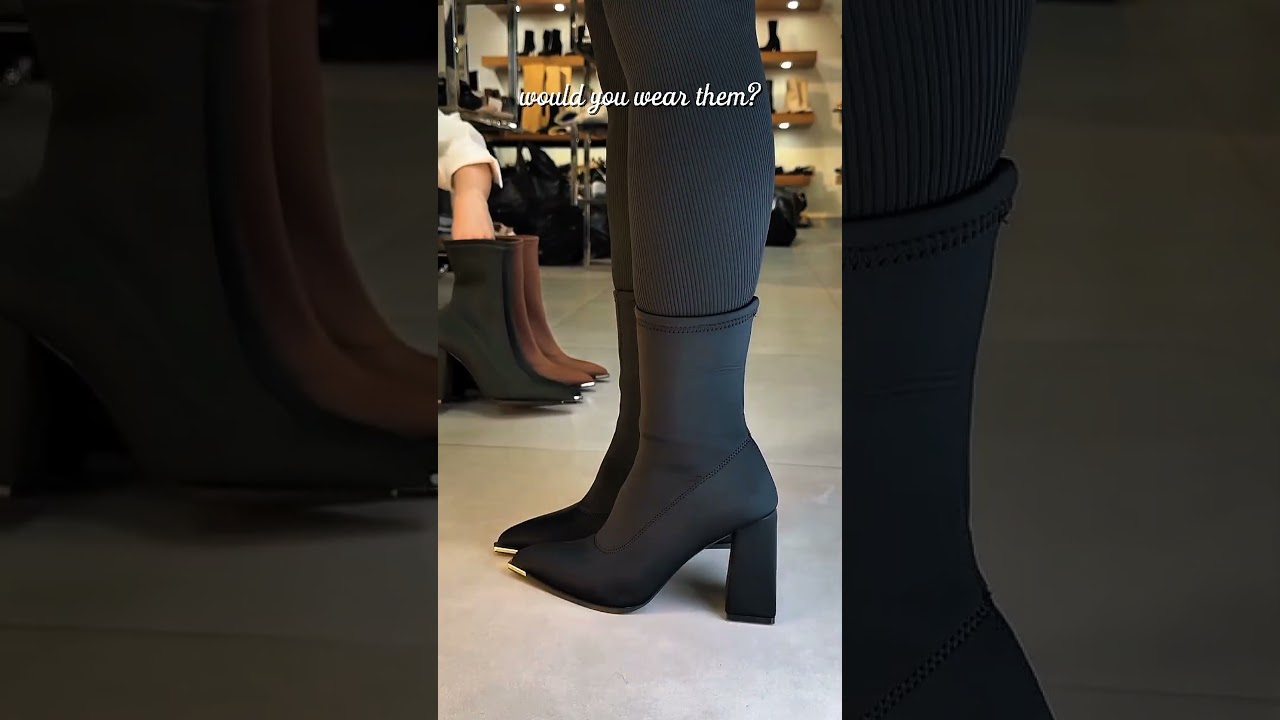 Would You Wear These? 🖤 Elegant Black Block Heel Boots #heels #viral #fashion #shorts