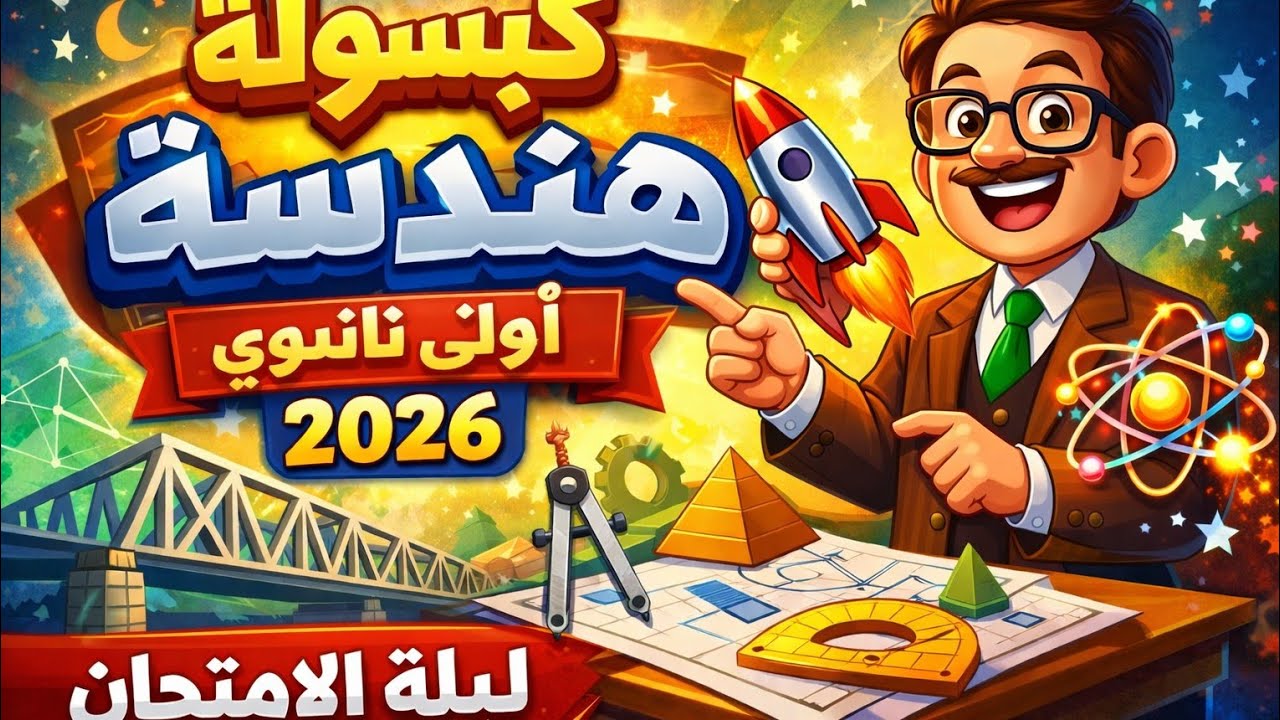 كبسولة هندسة أولى ثانوي 2026 | ليلة الامتحان👆