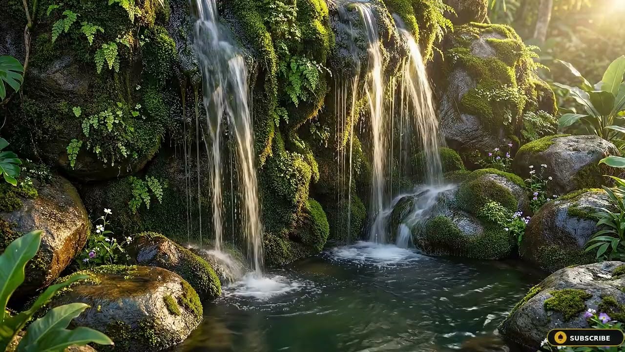 Relaxing Piano with Waterfall & Bird Singing for Deep Relaxation | 3 Hours Peaceful Piano Music
