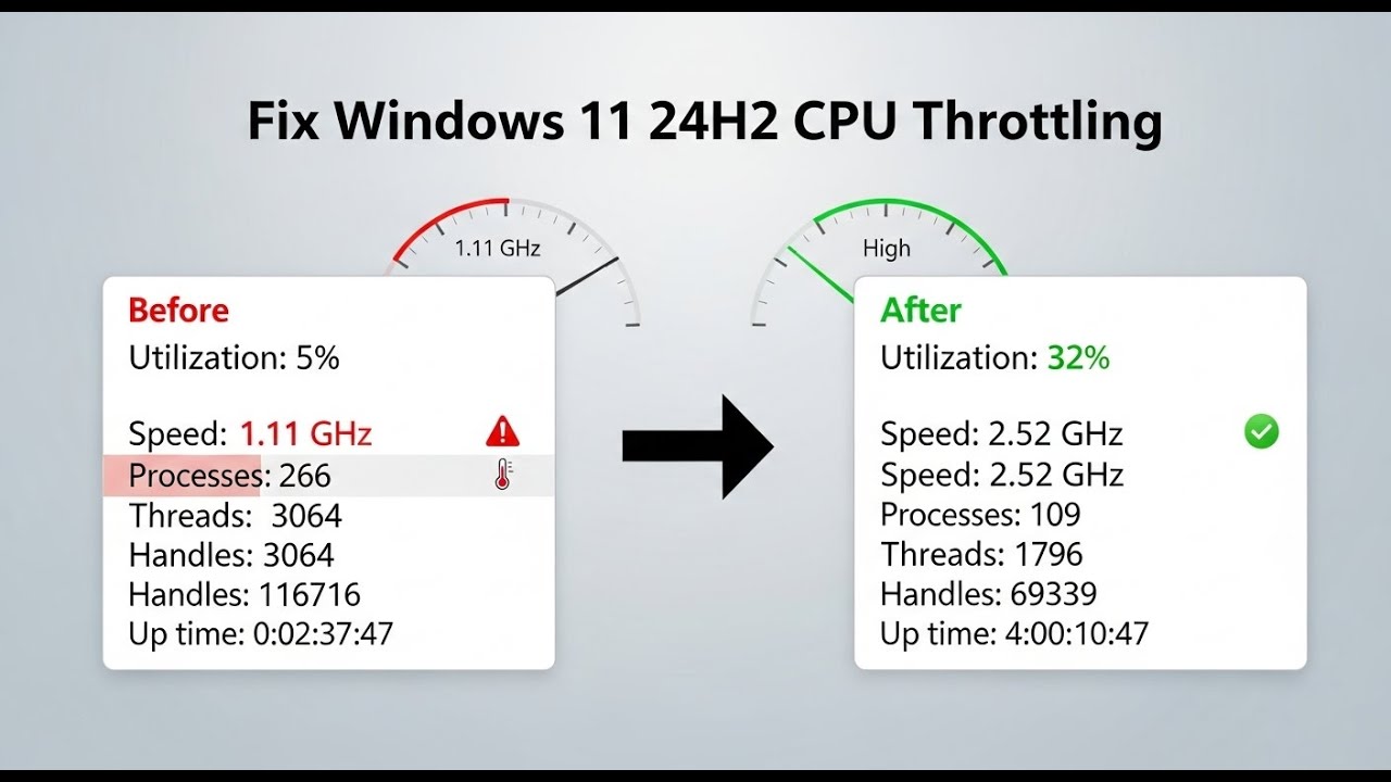 Stop Windows 11 24H2 CPU Throttling Background Apps (Fix Low Performance)