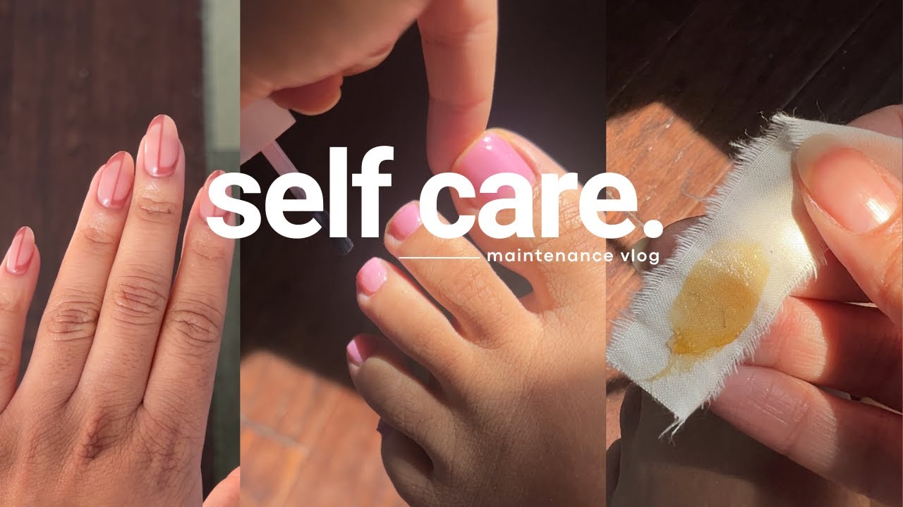 AT HOME MAINTENANCE | Fix Damaged Nails,  Pedicure for Dry Feet,  & DIY Sugar Wax