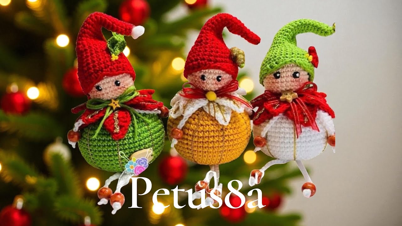 Como tejer en crochet Esfera duende adorno amigurumis by Petus