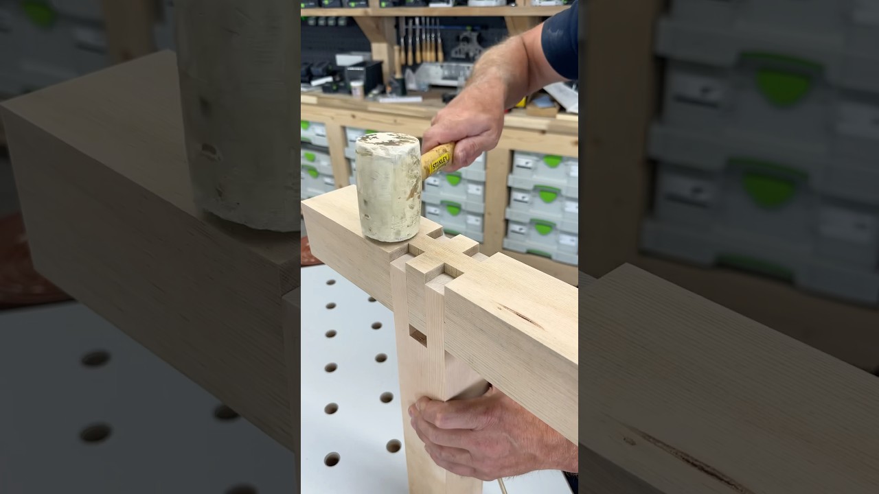 A two way castle joint on the radial arm saw #woodworking