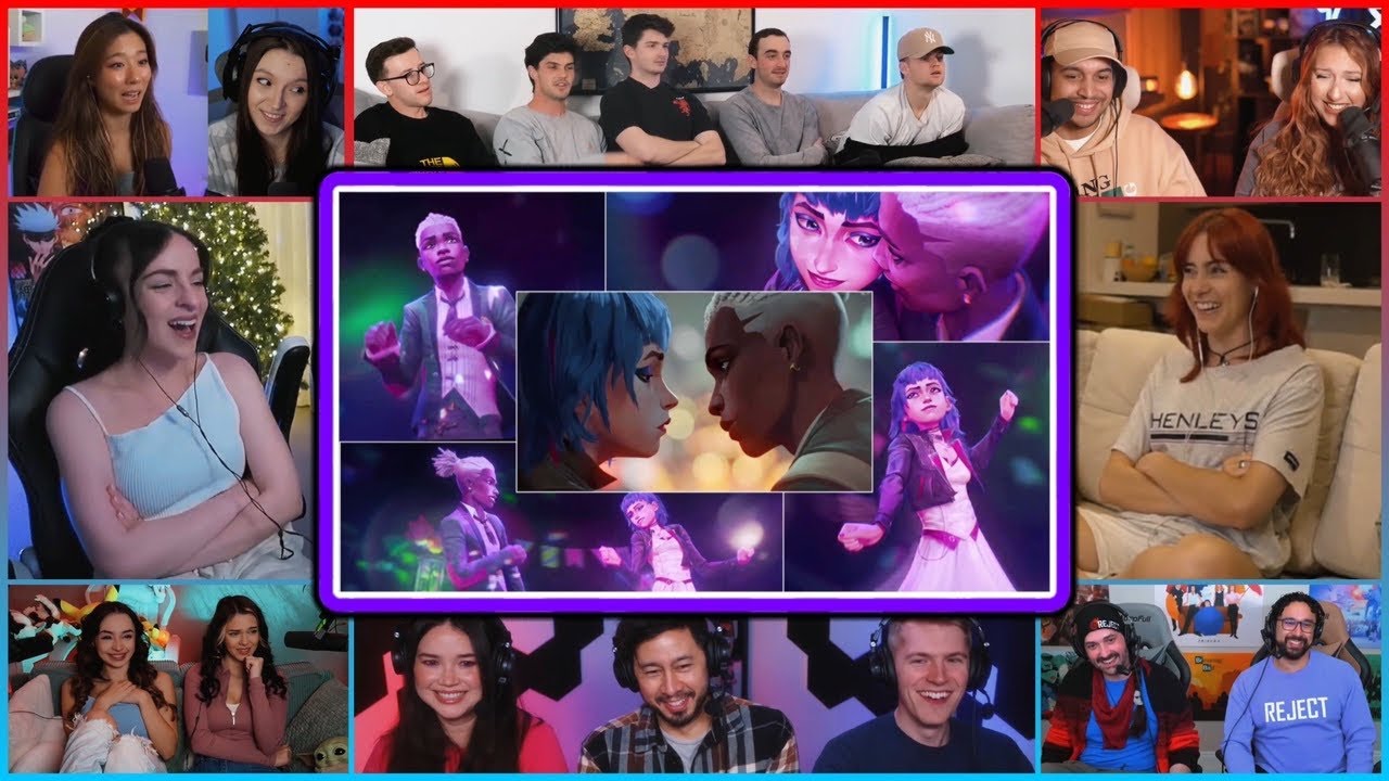 YouTubers React To EKKO & POWDER DANCE & KISS | Arcane S2 Ep 7 Ekko & Powder Kiss Reaction Mashup