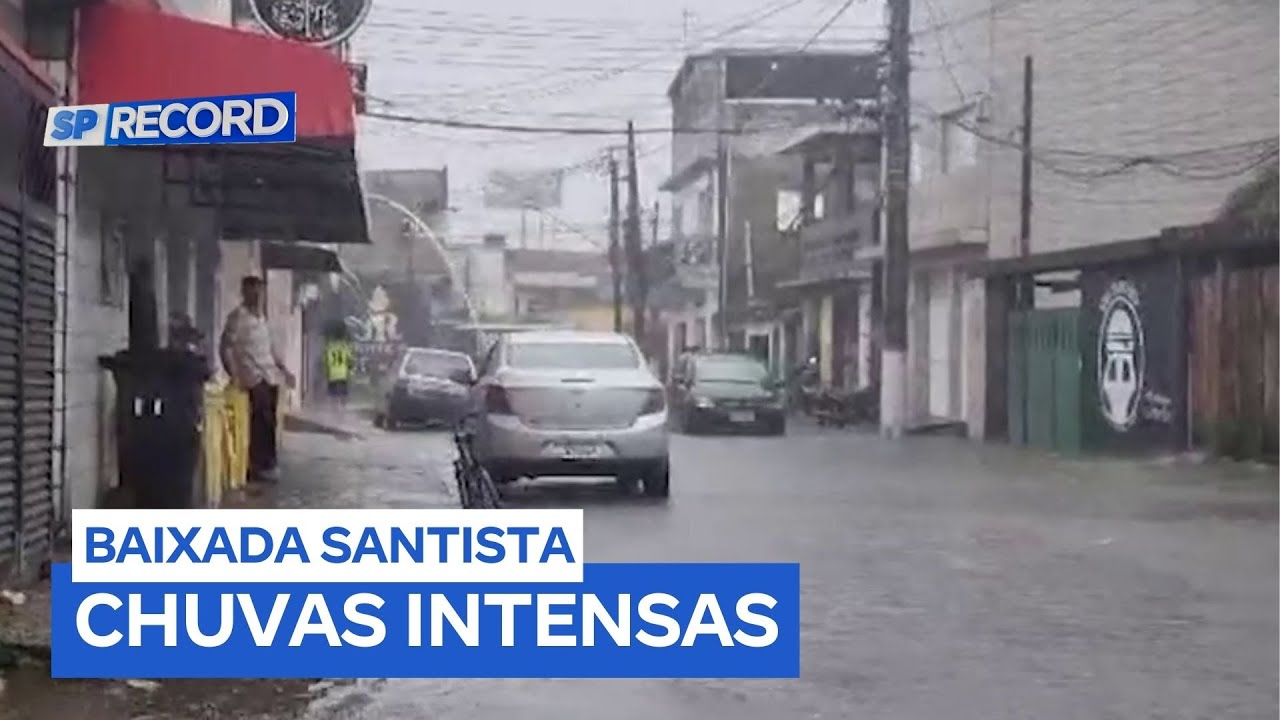 Mudança no tempo: temporal de verão causa alagamentos em diversas cidades da Baixada Santista