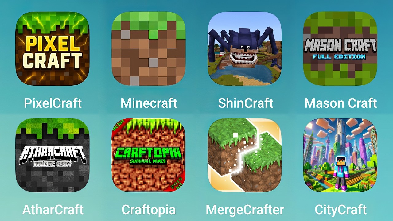 Pixel Craft, Minecraft, ShinCraft, Mason Craft, AtharCraft Building, Craftopia, MergeCrafter