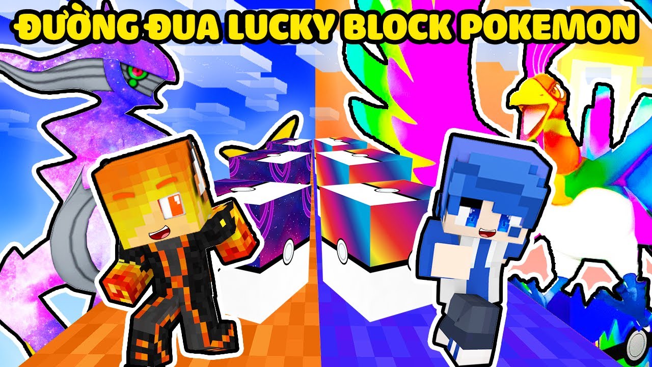 JACKVN CHALLENGES LUCKY BLOCK POKEMON GALAXY VS RAINBOW RACE IN MINECRAFT