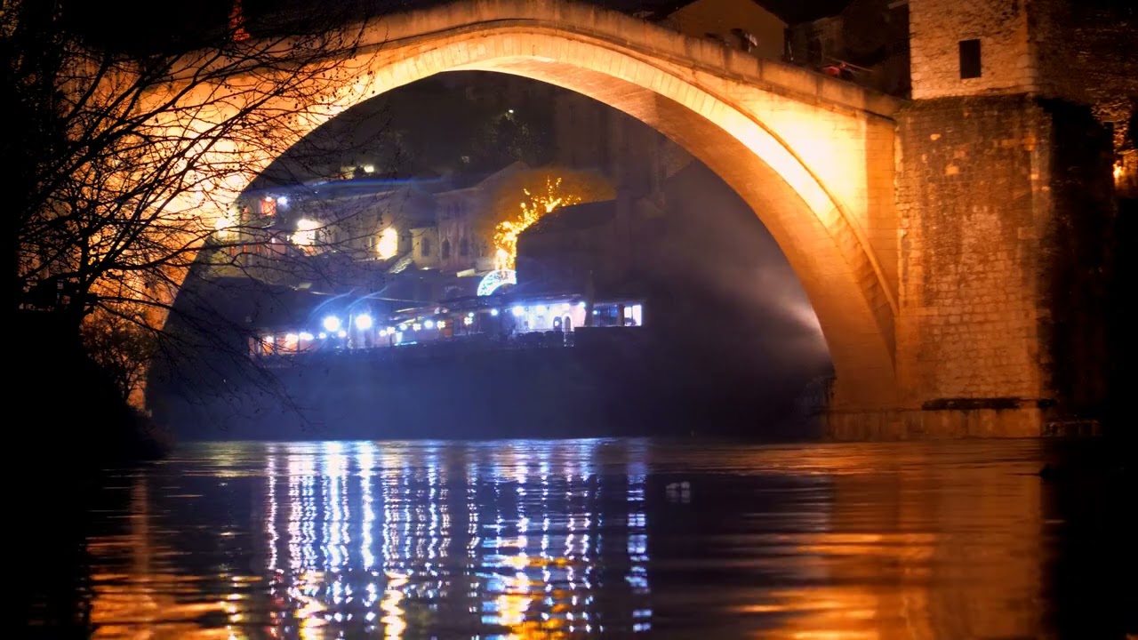 Breathtaking beauty of the Ottoman-era gem Mostar Bridge under the night sky.