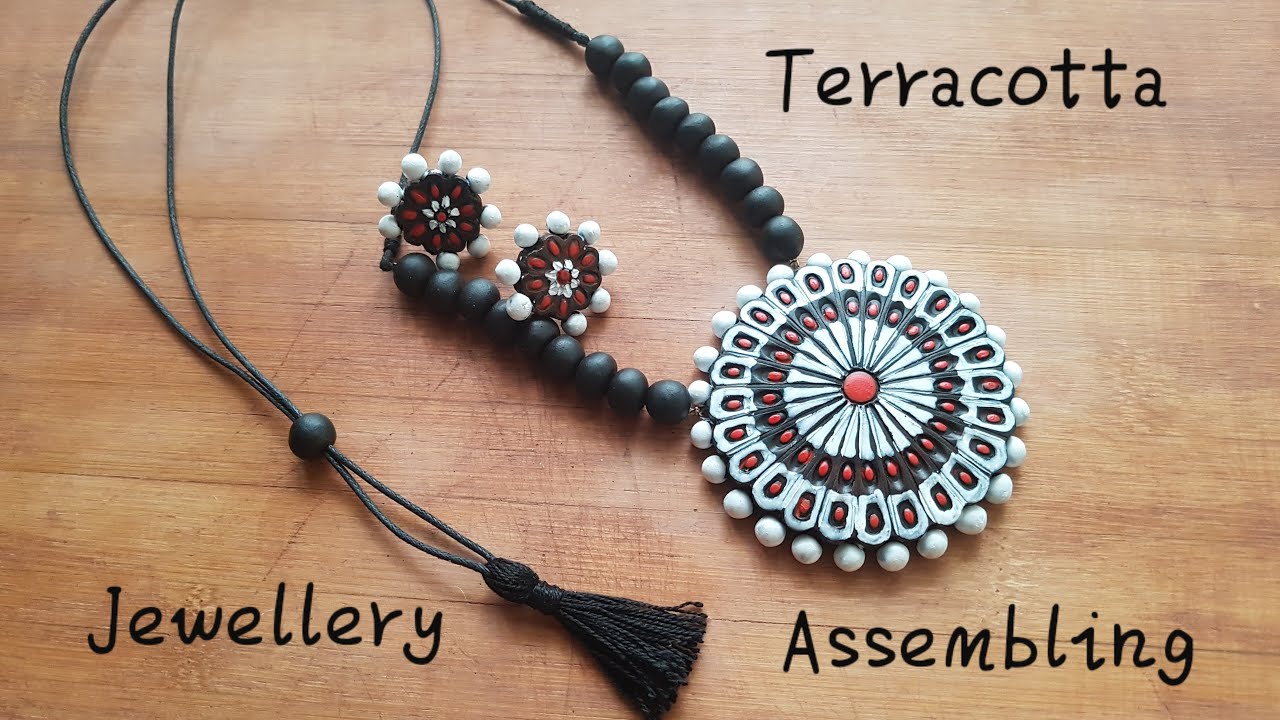 How to assemble Terracotta Jewellery Pendant with earrings? | Terracotta Jewellery making
