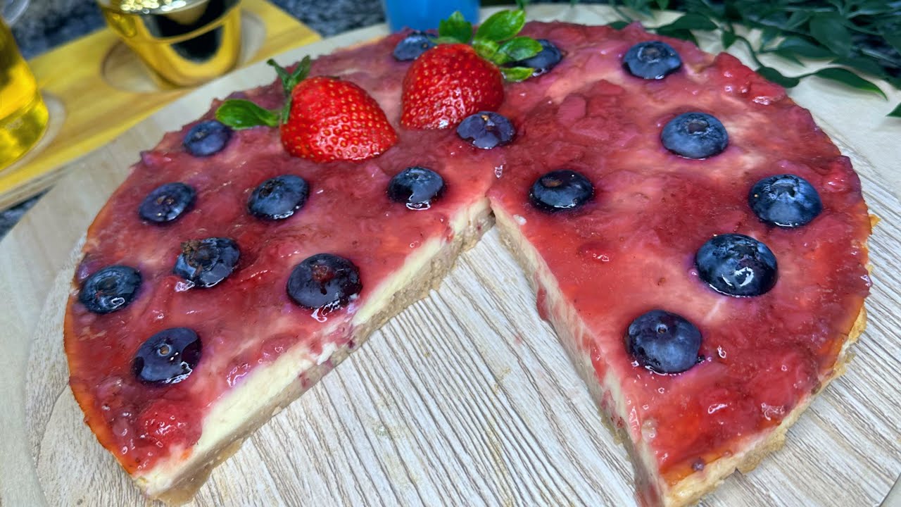 أنجح تشيز كيك صحية 💯 بدون سكر أو دقيق المذاق خطير🍓
