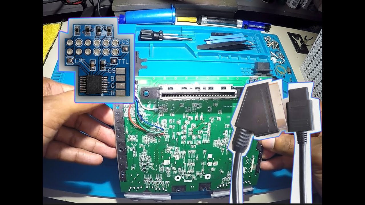 Mod RGB Nintenbdo 64 do @CorumbaPlay  com THS7374 e cabo scart @RetroMemory .