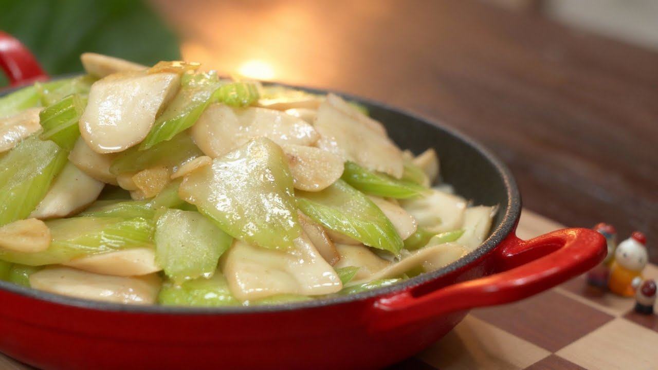 Mushroom and Celery Stir Fry Simple Vegan Dish