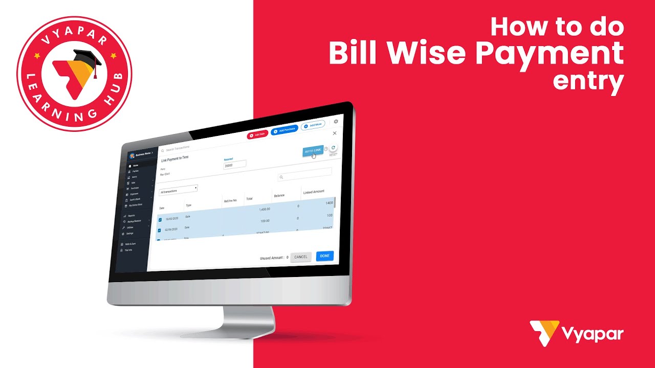 How to do Bill Wise Payment entry? (ENGLISH) Desktop