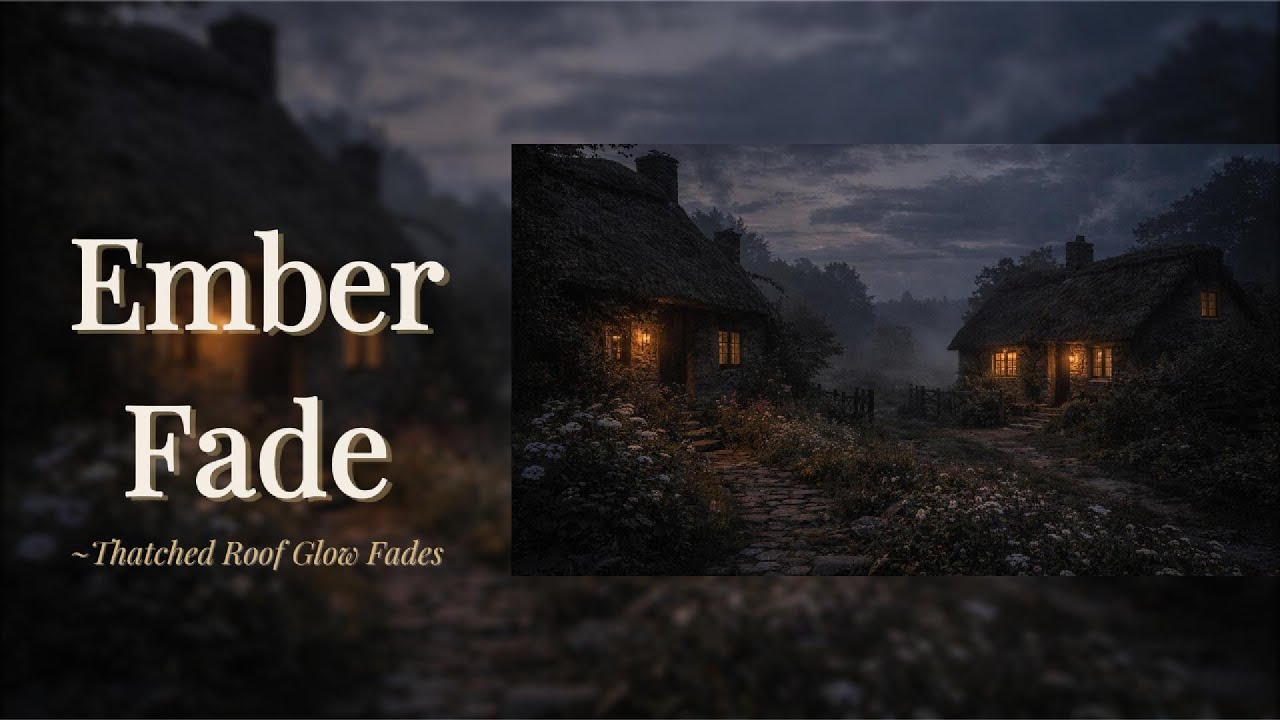 Fireplace Sounds for a Cozy Night — Thatched Roof Glow Fades