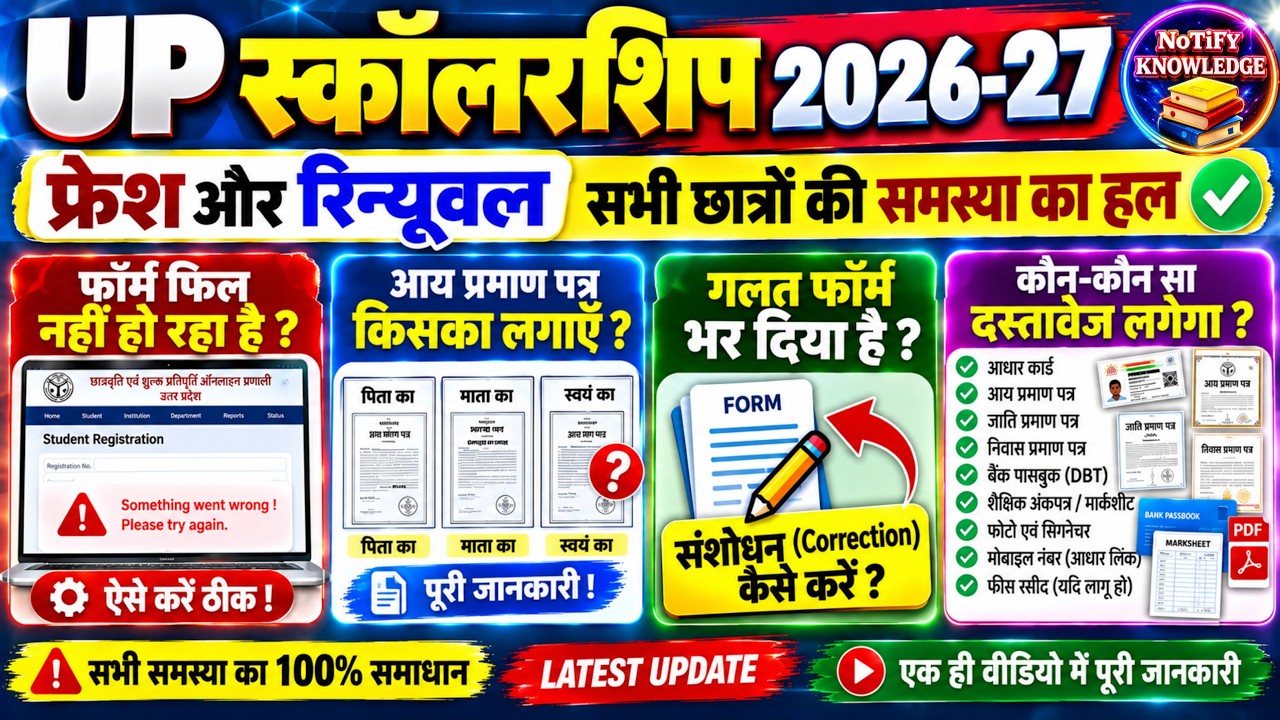UP Scholarship 2026-27 Apply/How to do UP Scholarship OTR Registration/UP Scholarship Fresh Form