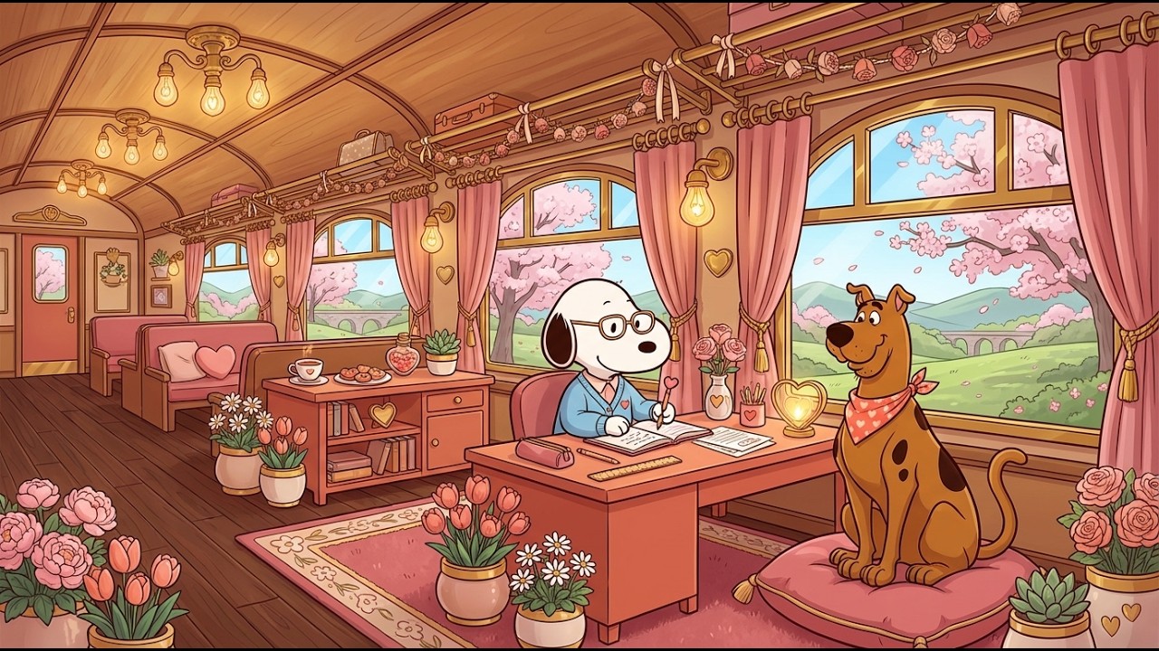 Cozy Spring Carriage Focus with Snoopy 🌷 Smooth Jazz for Study During Assignment Pressure 📚