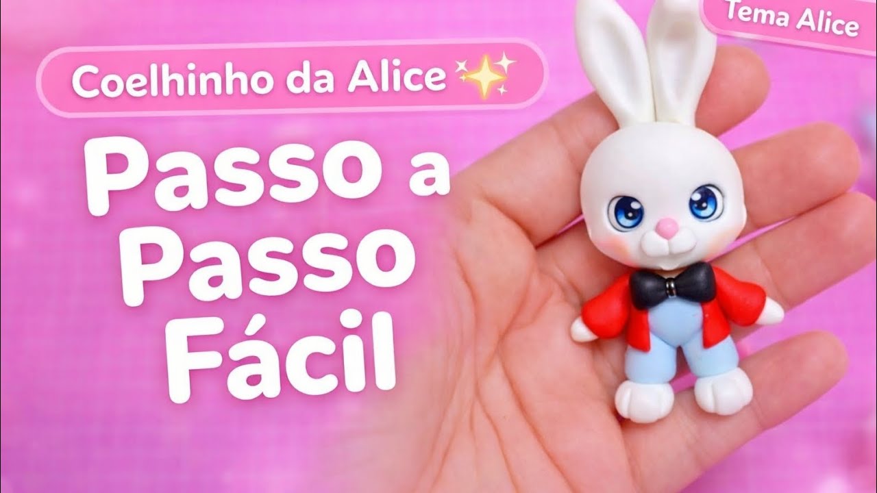 Como Fazer Coelhinho da Alice em Biscuit 🐰 | Aplique 2D Passo a Passo F&aacute;cil