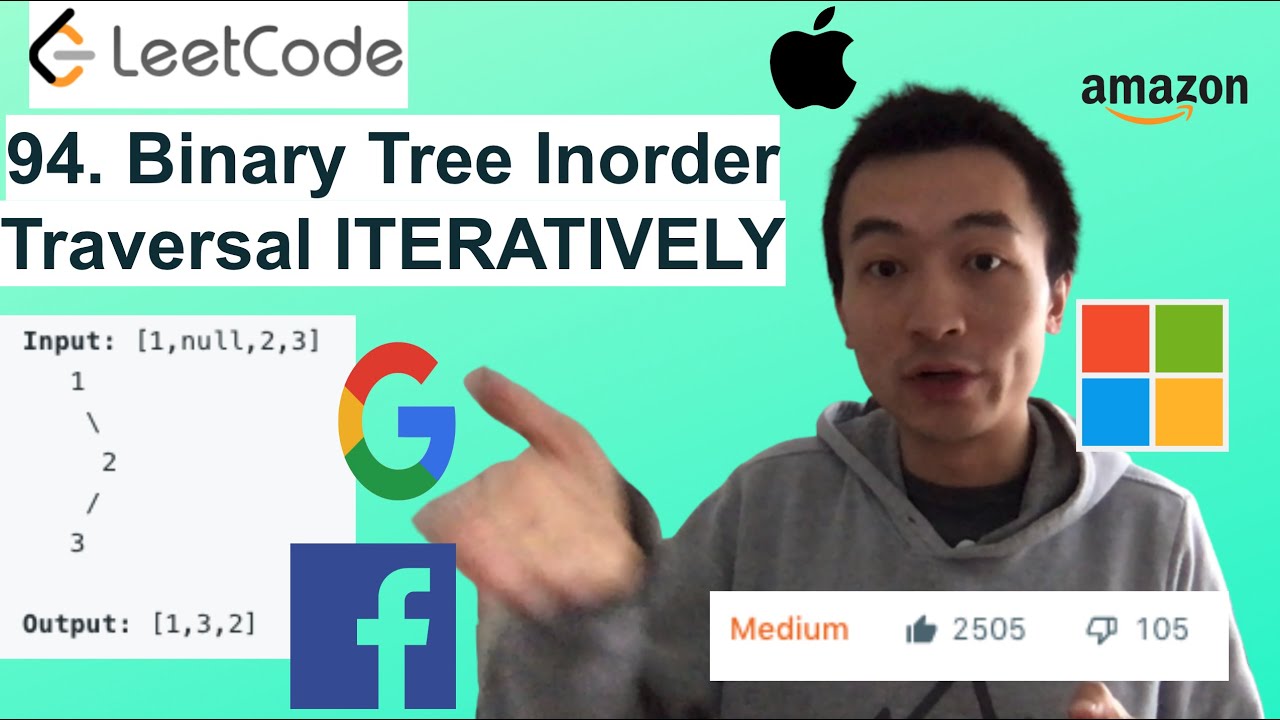 LeetCode 94. Binary Tree Inorder Traversal ITERATIVELY - Interview Prep Ep 75