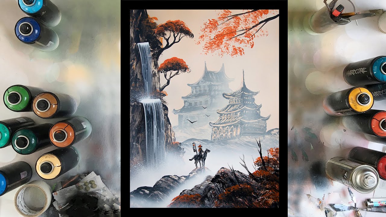 Misty Temples. Spray paint art by I Spray.