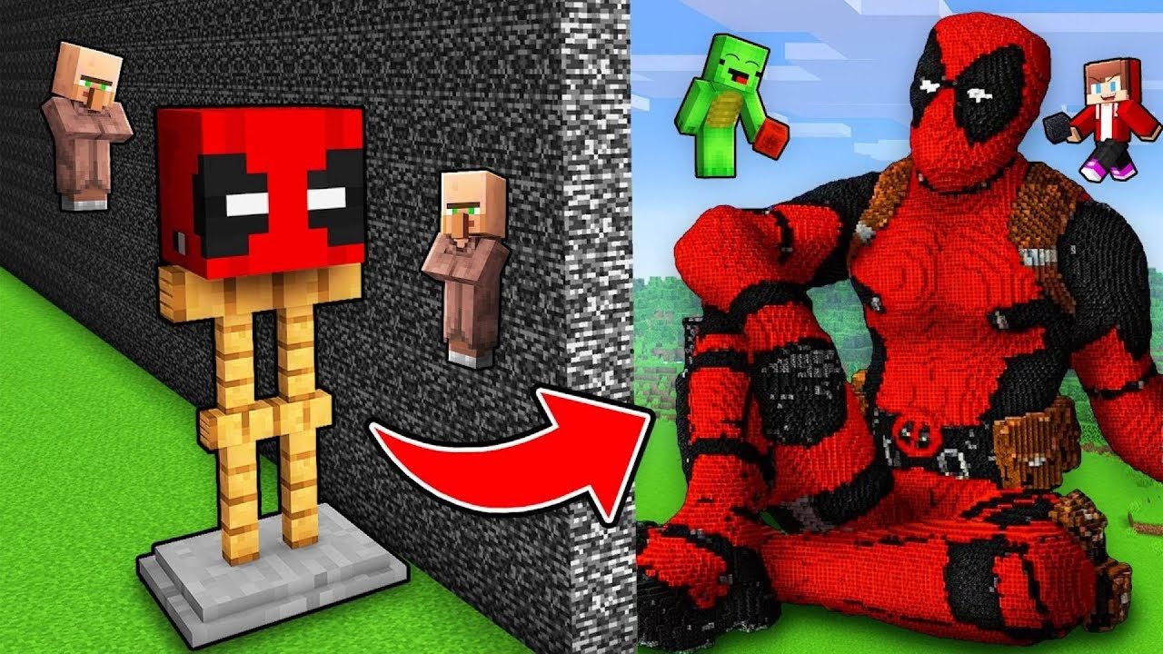 我的世界：超级英雄雕像建造大赛，杰杰麦琪VS村民