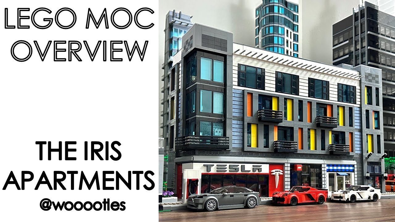 LEGO MOC Overview: The Iris Apartments - Feat. LEGO Store, Bath and Body Works Store and Tesla Store