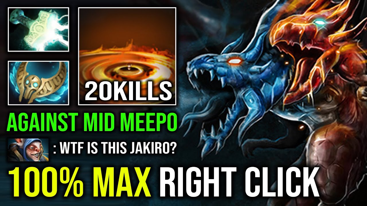 How to Solo Mid Jakiro Against Meepo with Unlimited Lightning Right Click Hit Like a Truck Dota 2