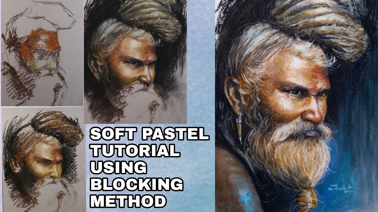 How to draw soft pastel portrait using blocking method | pastel art tutorial