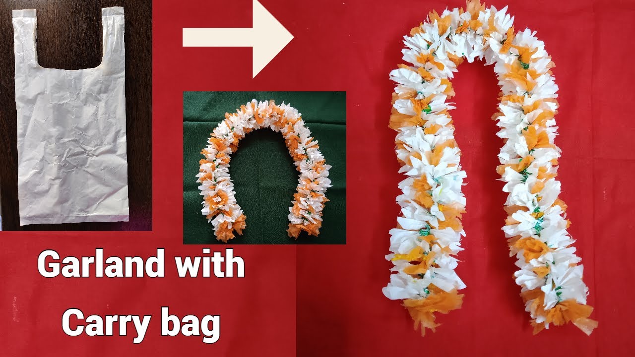How to make garland with carry bags / Garland with waste carry bags covers