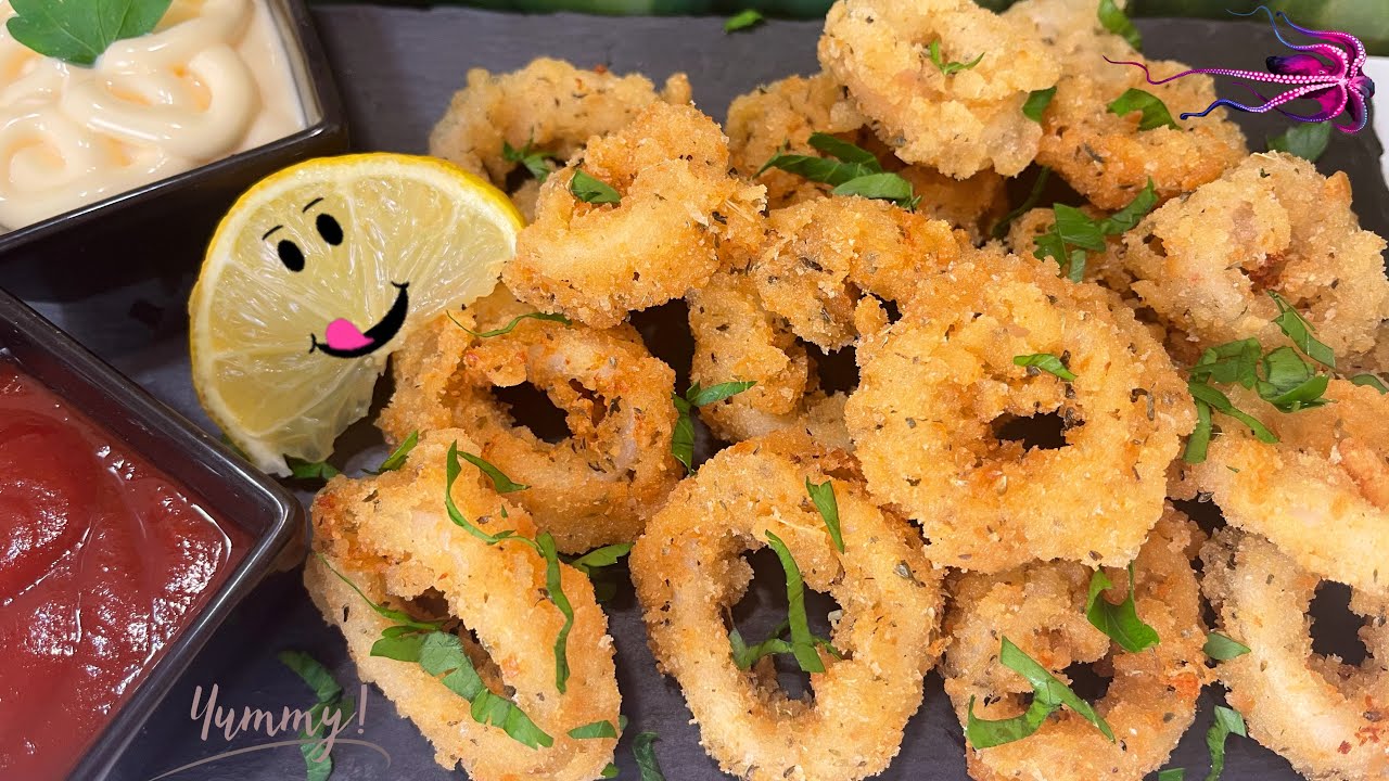 مذاق لايقاوم 🦑 كلمار مقلي مقرمش مثل المطاعم بأسهل طريقة  بنة فيه