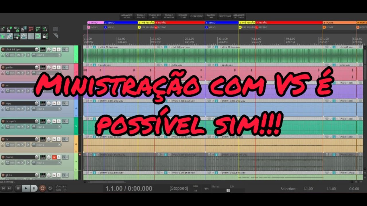 Como editar VS/Multitrack junto com a ministração no Reaper!!