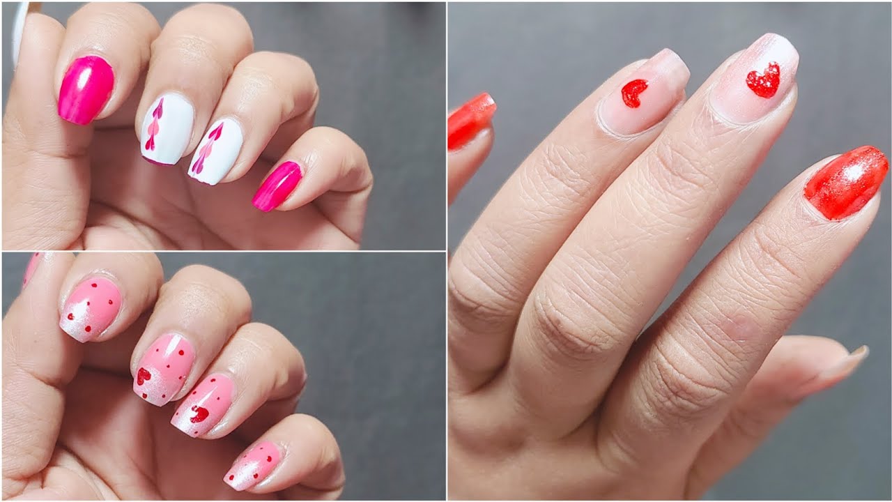 3 Easy Valentine's day Nail Art Designs||Valentine's Nails At home 2026