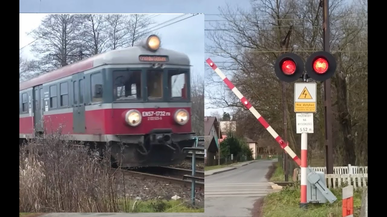 Przejazd Kolejowy w Niegoszowicach 2xEN57 + ciekawa sytuacja na przejeździe